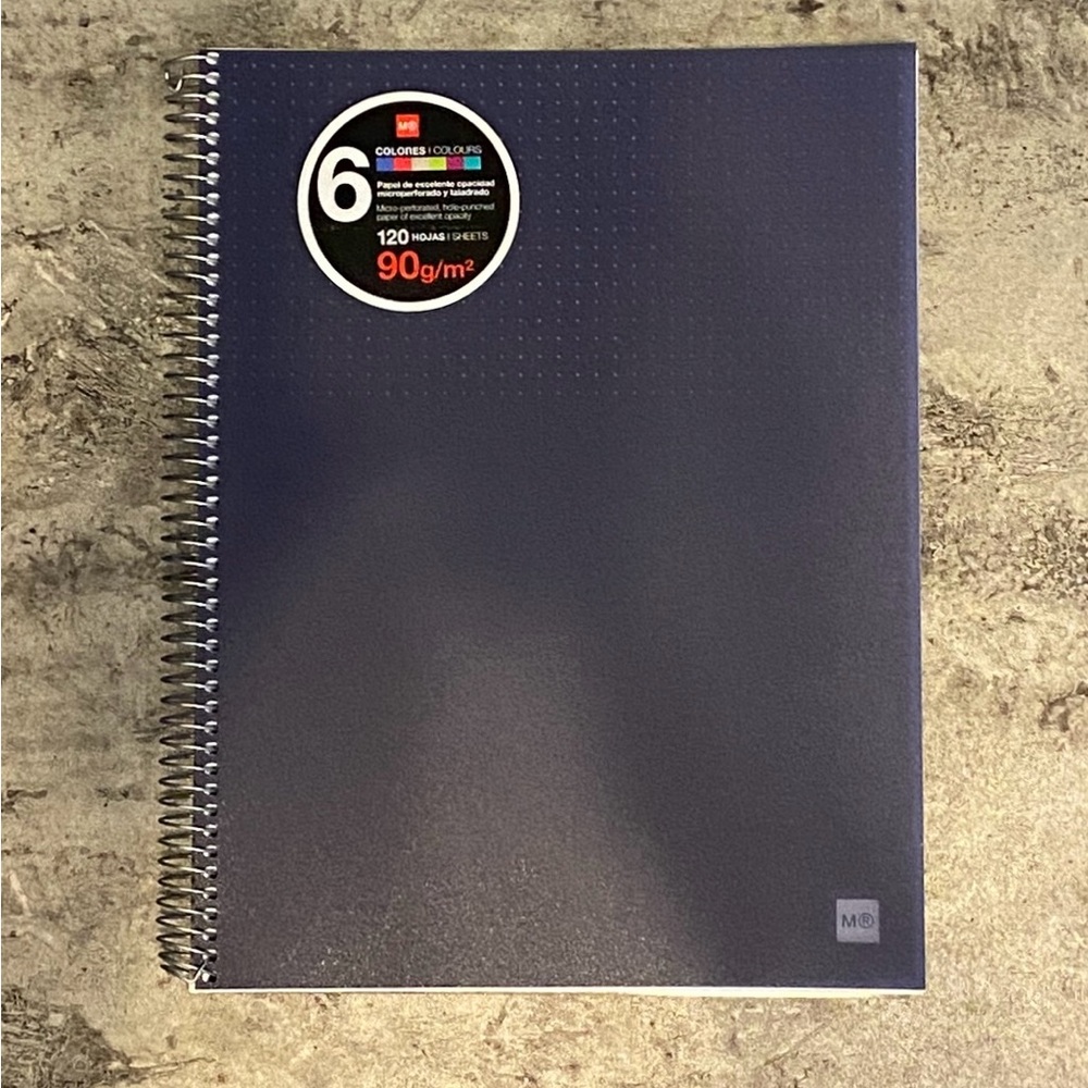 NEW Large A4 Marine Blue (Navy) Polypropylene Miquelrius 6-Subject Notebook